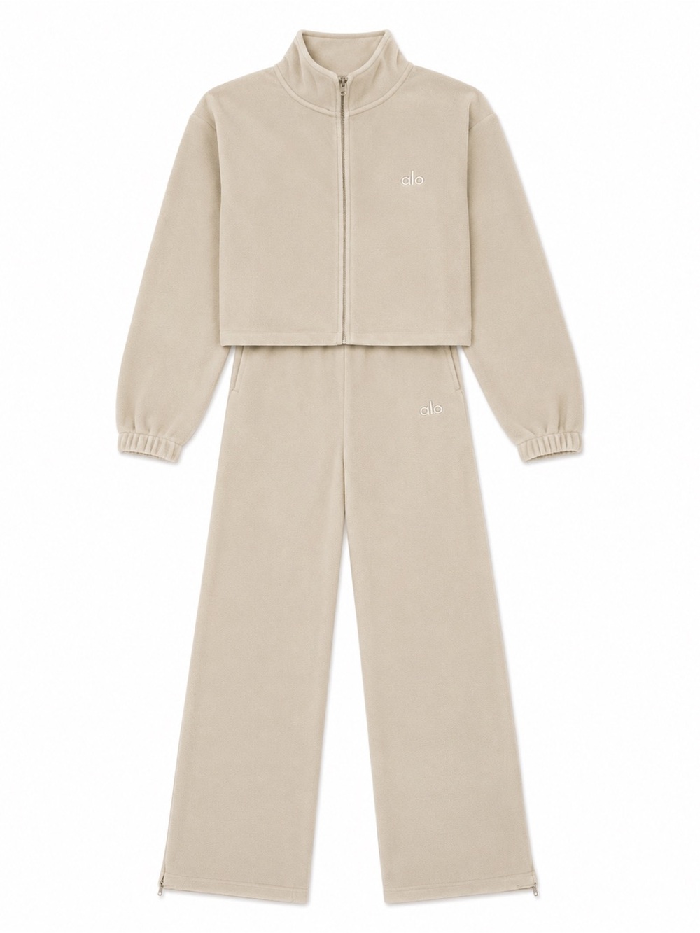 ALO Beige Fleece Tracksuit Medium